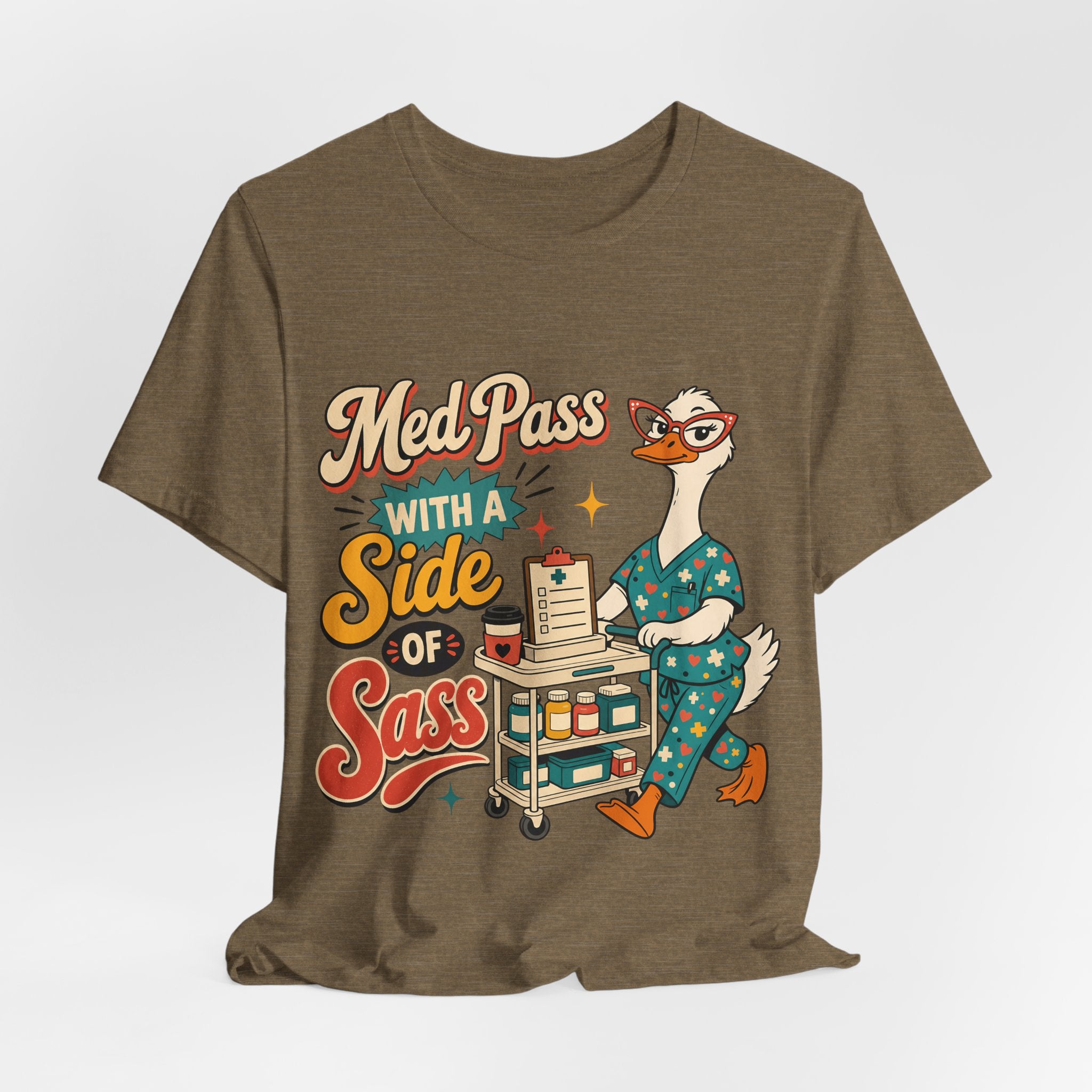 "Med Pass With A Side Of Sass" Nurse T-Shirt — Funny Nurse Graphic Tee