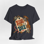 "Ride or Die" — Retro Boxer Dog Mom T-Shirt