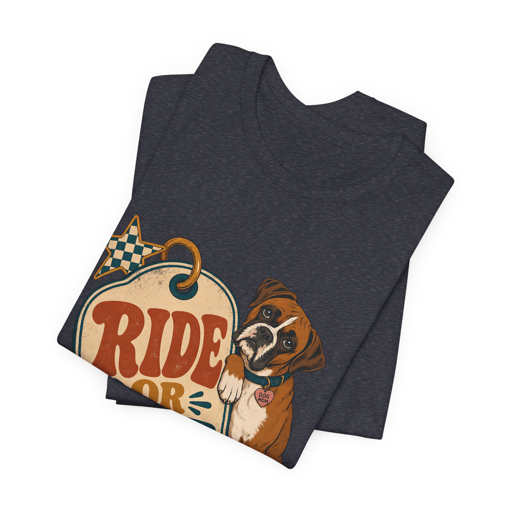 "Ride or Die" — Retro Boxer Dog Mom T-Shirt