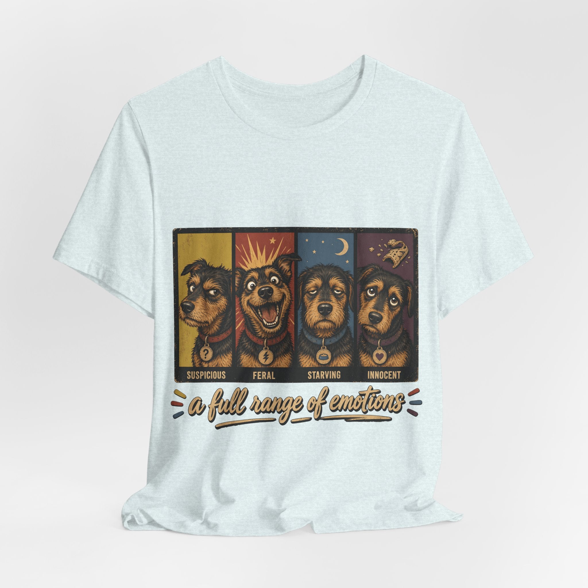 "A Full Range of Emotions" Dog T-Shirt — Funny Mood Chart Graphic Tee
