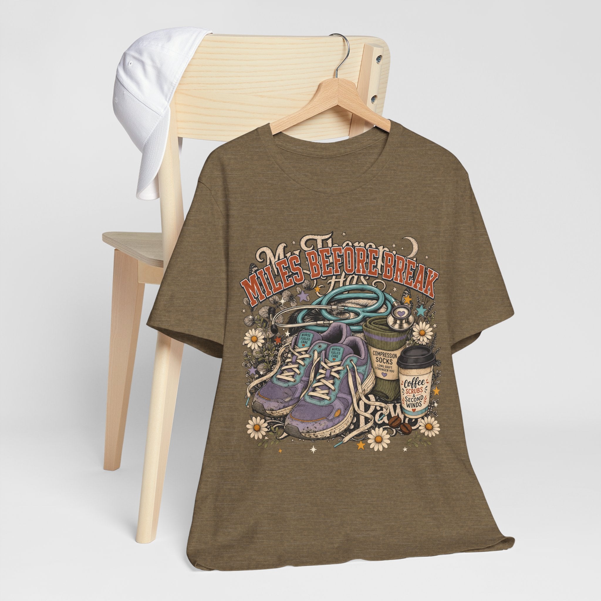 "Miles Before Break" Nurse T-Shirt — Funny Nurse Graphic Tee