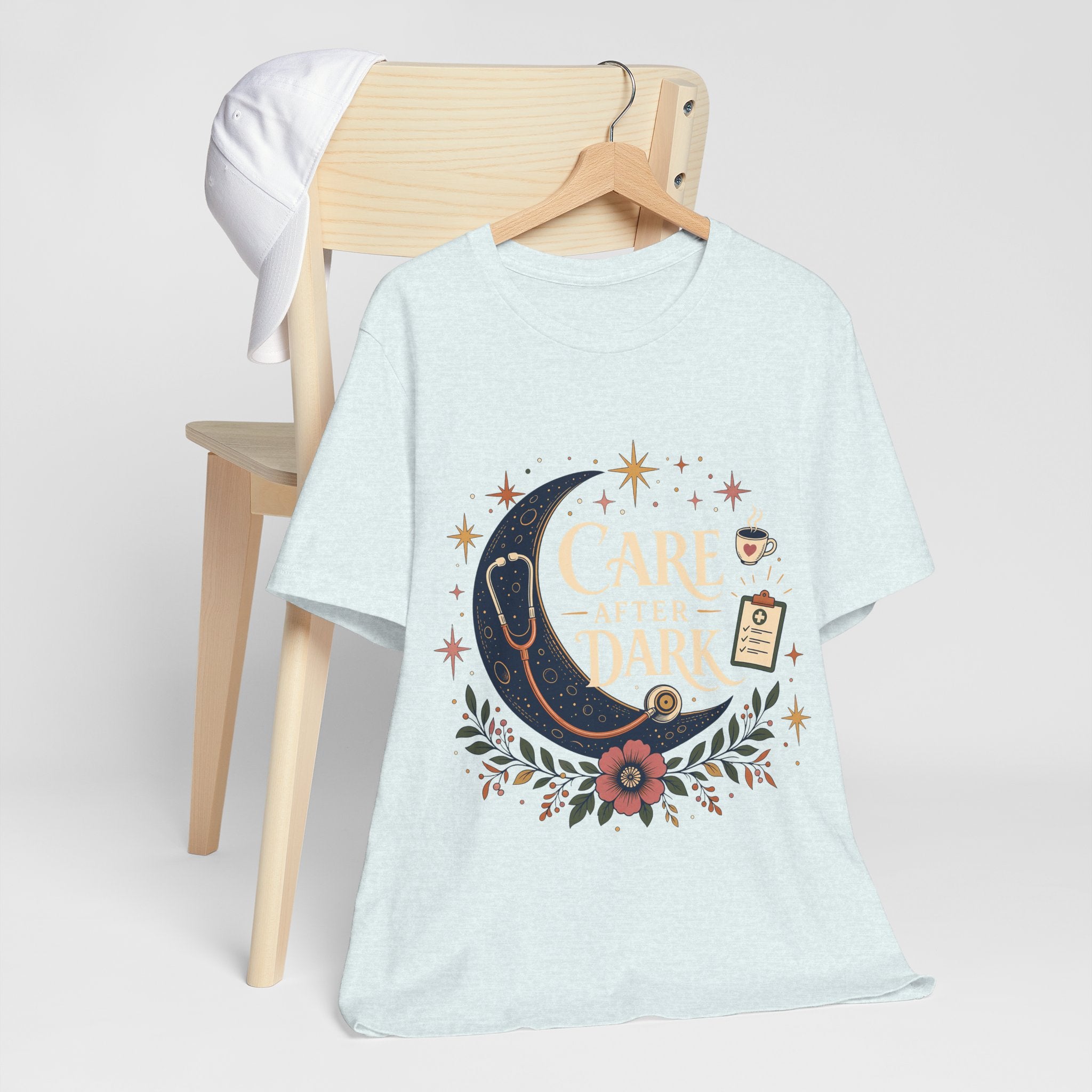 "Care After Dark" Night Shift Nurse T-Shirt — Celestial Nurse Graphic Tee