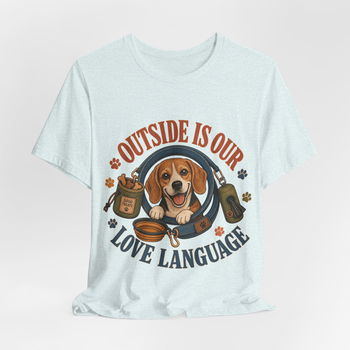 "Outside Is Our Love Language" Beagle T-Shirt — Retro Dog Lover Graphic Tee