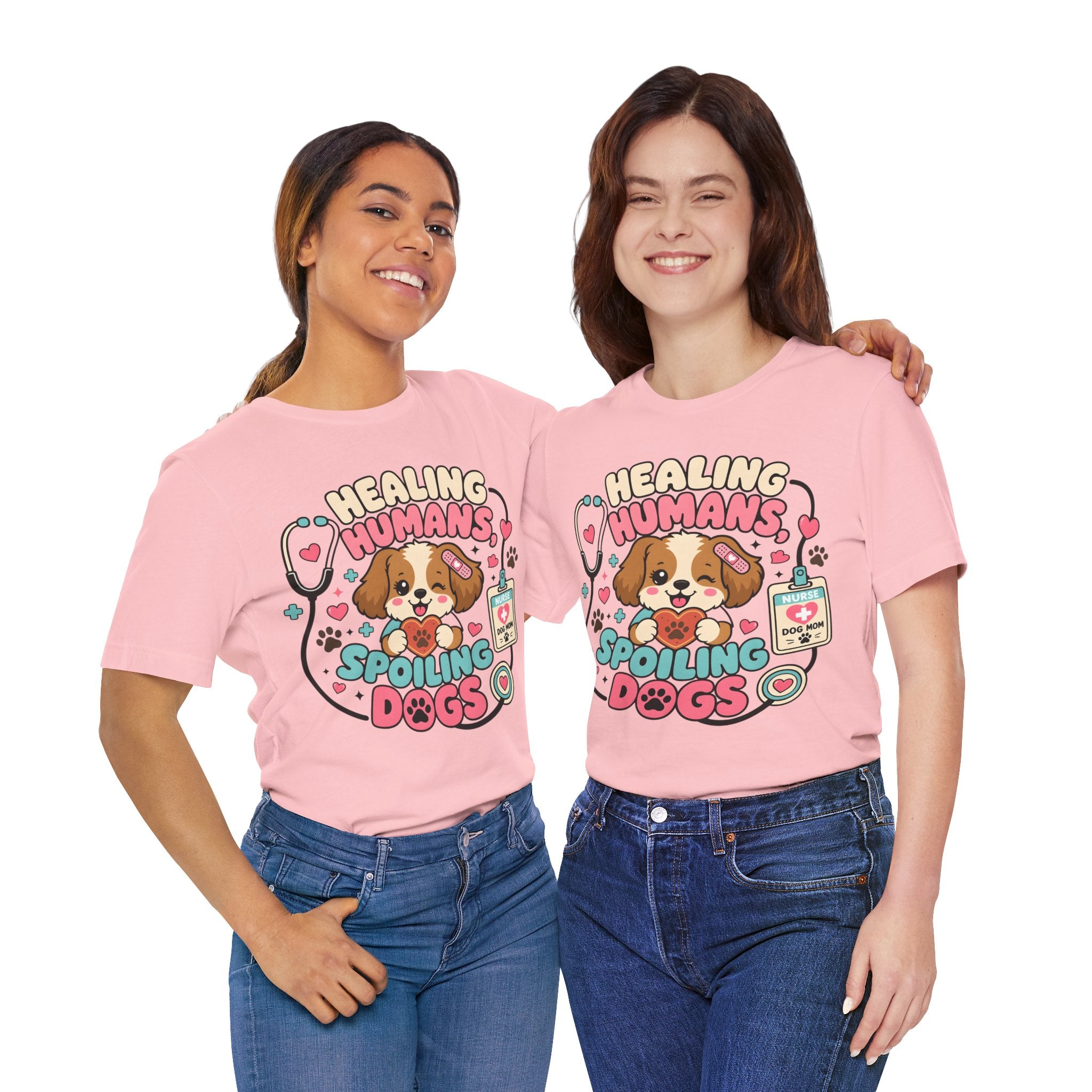 Healing Humans, Spoiling Dogs T‑Shirt — Cute Veterinary Nurse Dog Mom Tee