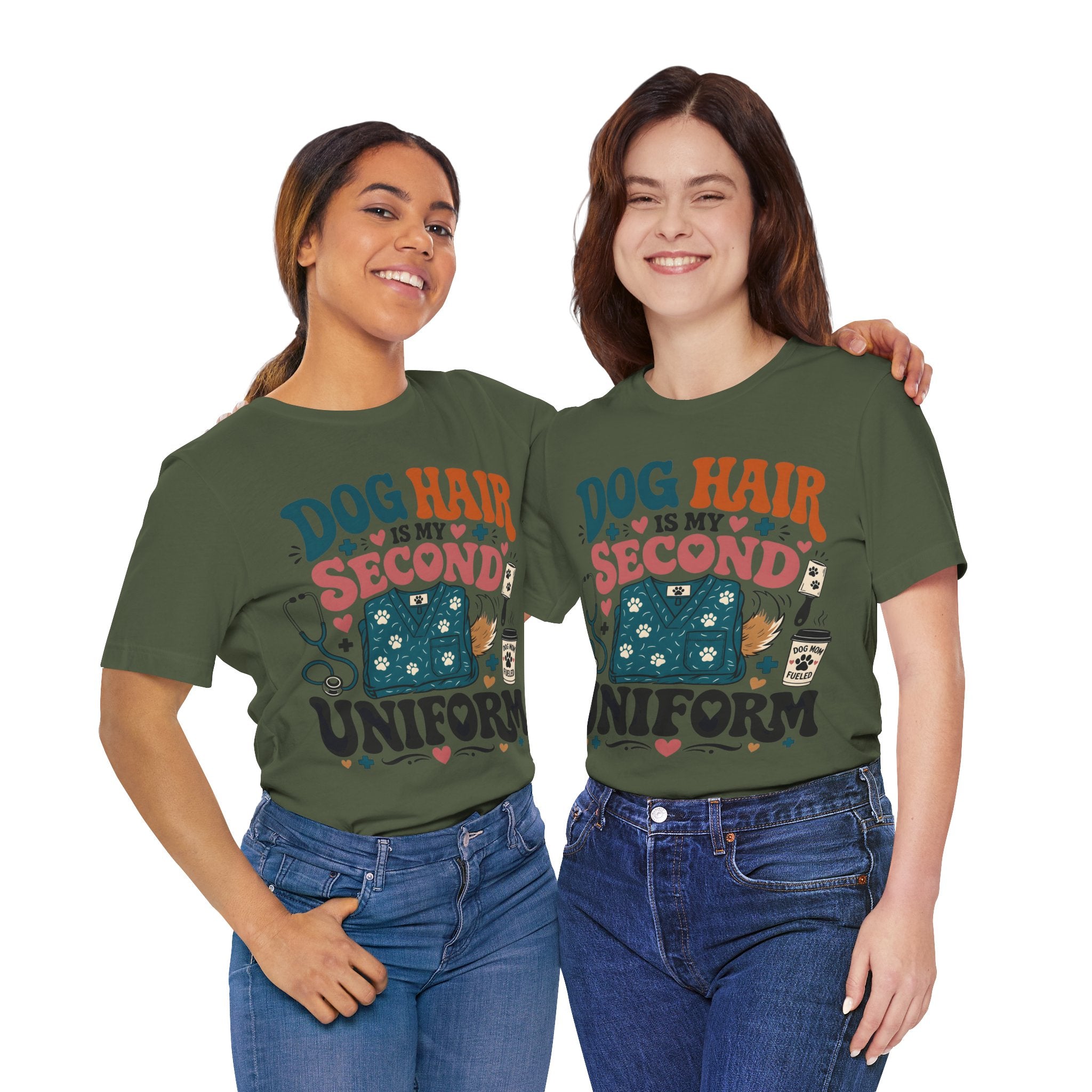 Dog Hair Is My Second Uniform T-Shirt – Funny Vet/Nurse Pet Lover Tee