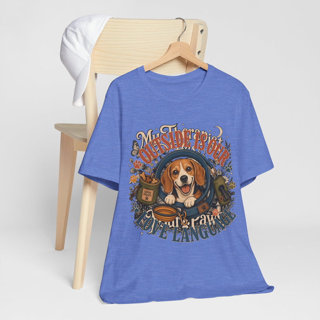 "Outside Is Our Love Language" Beagle T-Shirt — Retro Dog Lover Graphic Tee
