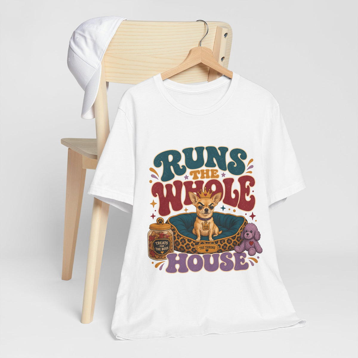 "Runs The Whole House" T-Shirt — Cheeky Retro Chihuahua Graphic Tee