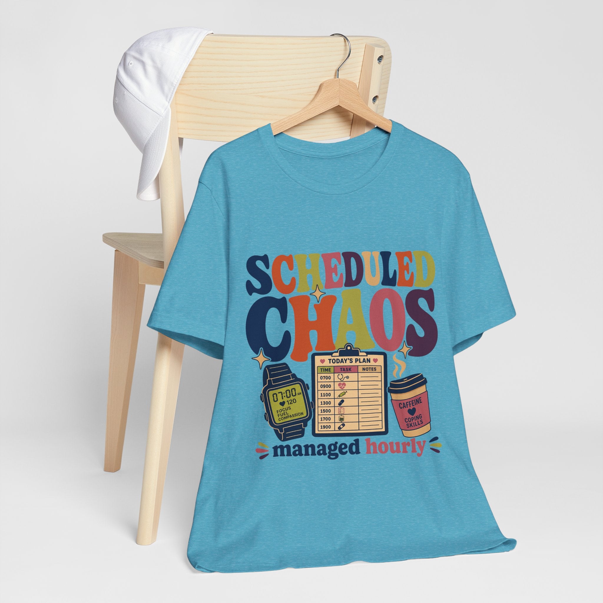 "Scheduled Chaos" Nurse T-Shirt — Funny Nurse Graphic Tee