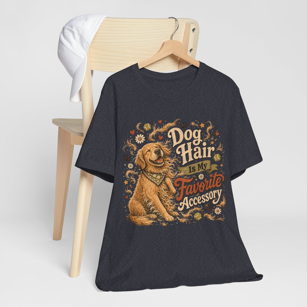 Dog Hair Is My Favorite Accessory T-Shirt — Cute Golden Retriever Tee for Dog Lovers