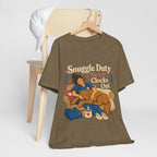 "Snuggle Duty Never Clocks Out" Nurse T-Shirt — Dog Mom Nurse Graphic Tee