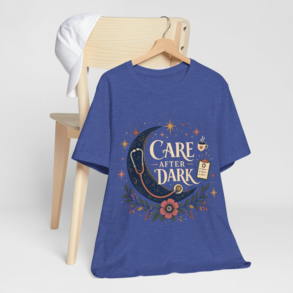 "Care After Dark" Night Shift Nurse T-Shirt — Celestial Nurse Graphic Tee