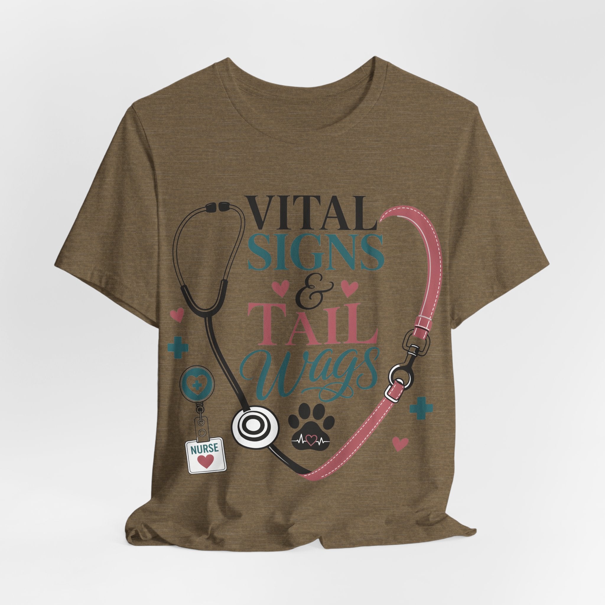 Vital Signs & Tail Wags Tee - Nurse Vet Stethoscope Paw Print T-Shirt