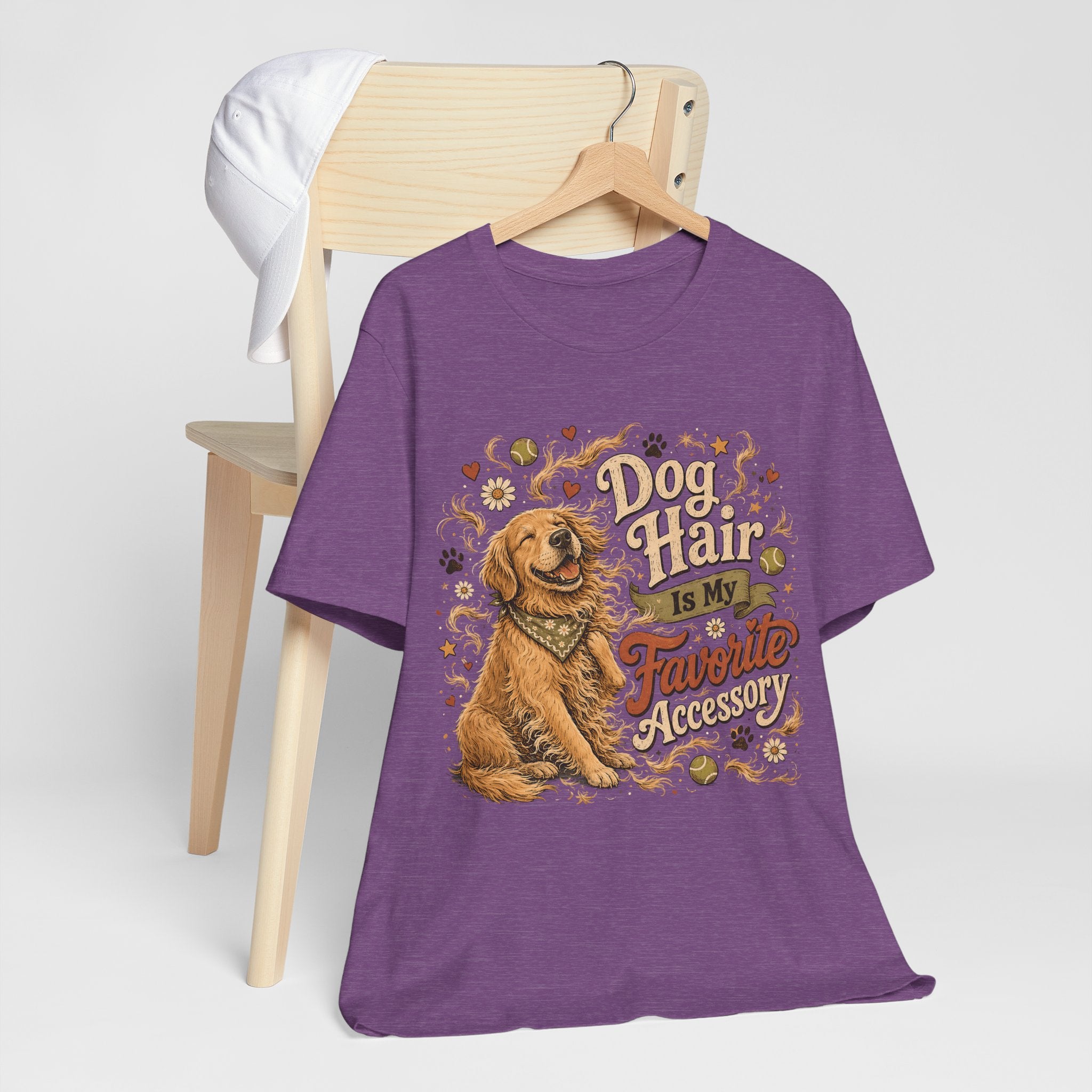 Dog Hair Is My Favorite Accessory T-Shirt — Cute Golden Retriever Tee for Dog Lovers
