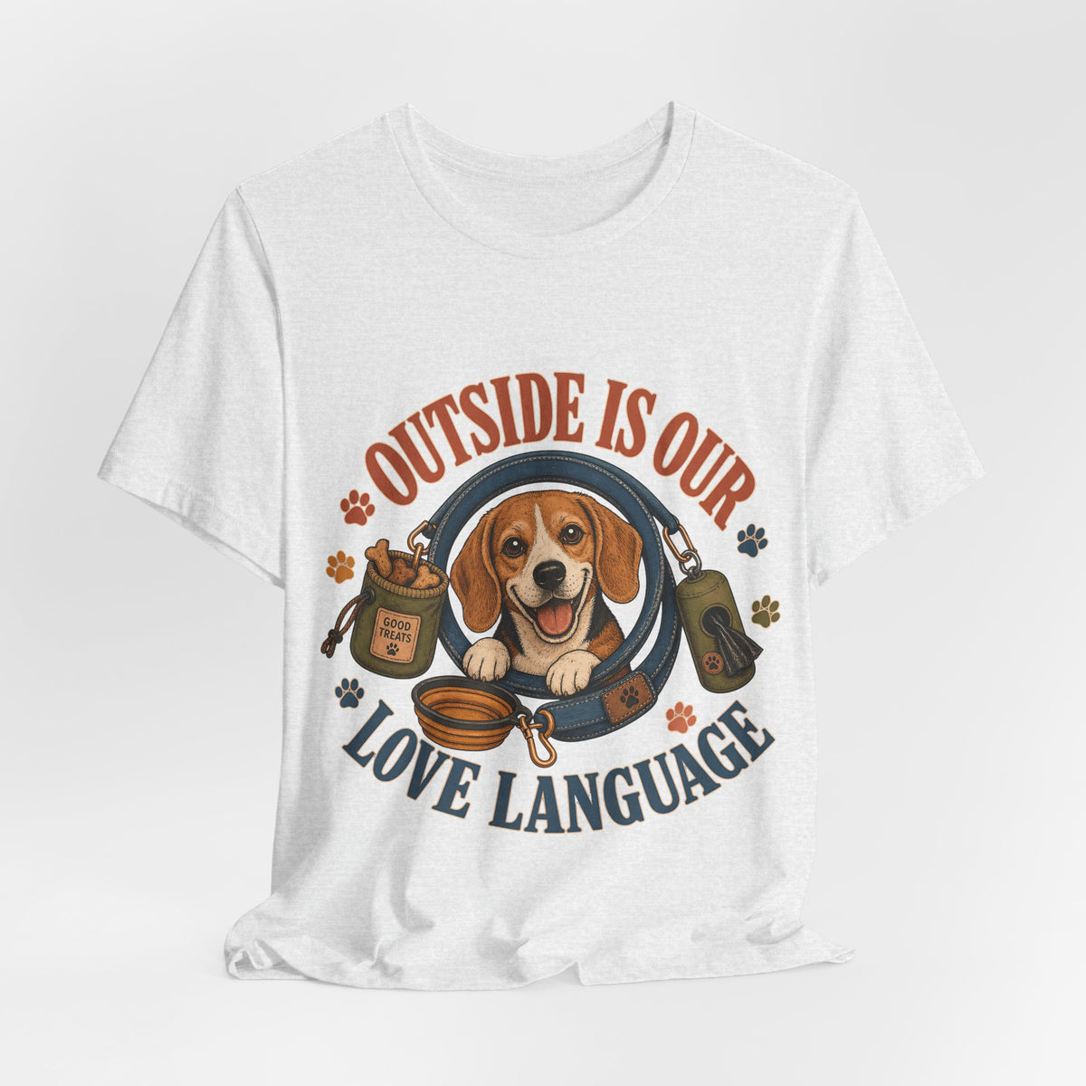 "Outside Is Our Love Language" Beagle T-Shirt — Retro Dog Lover Graphic Tee