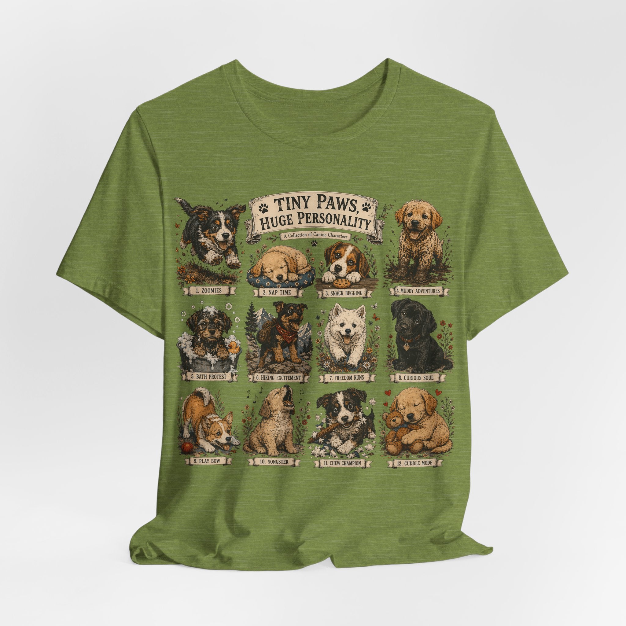 Tiny Paws Huge Personality Puppy Tee — Cute Dog Breed Collage T-Shirt