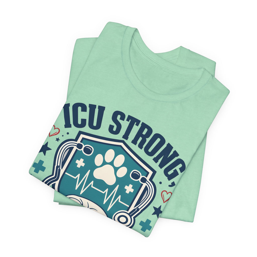 ICU Strong Dog Mom Tee - Nurse Dog Paw Rescue Shirt