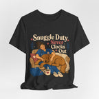 "Snuggle Duty Never Clocks Out" Nurse T-Shirt — Dog Mom Nurse Graphic Tee