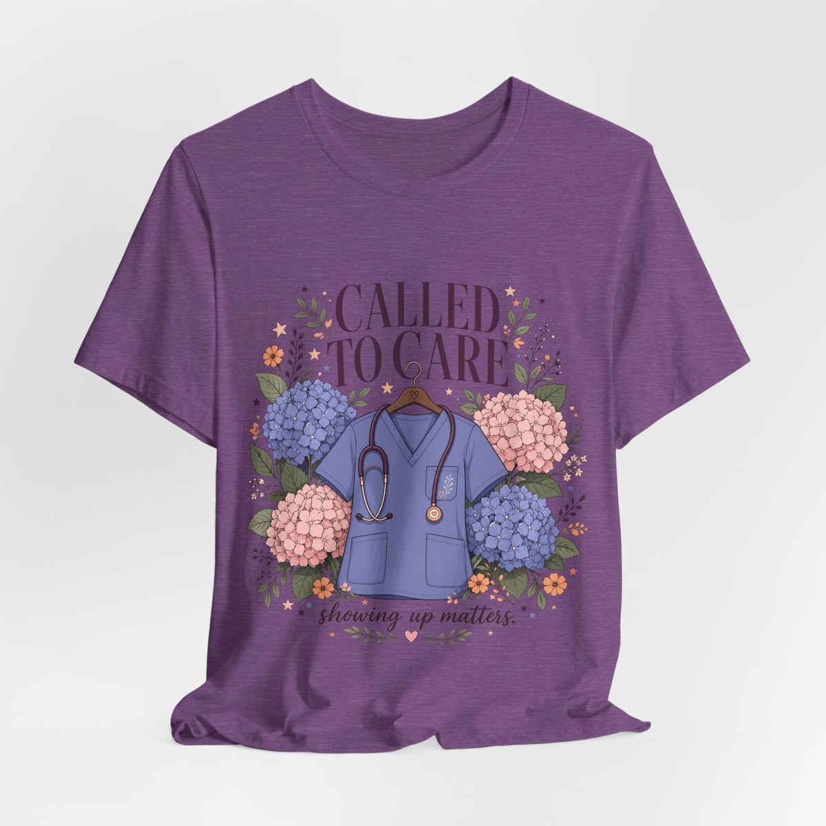 "Called To Care" Nurse T-Shirt — Floral Scrubs Nurse Graphic Tee