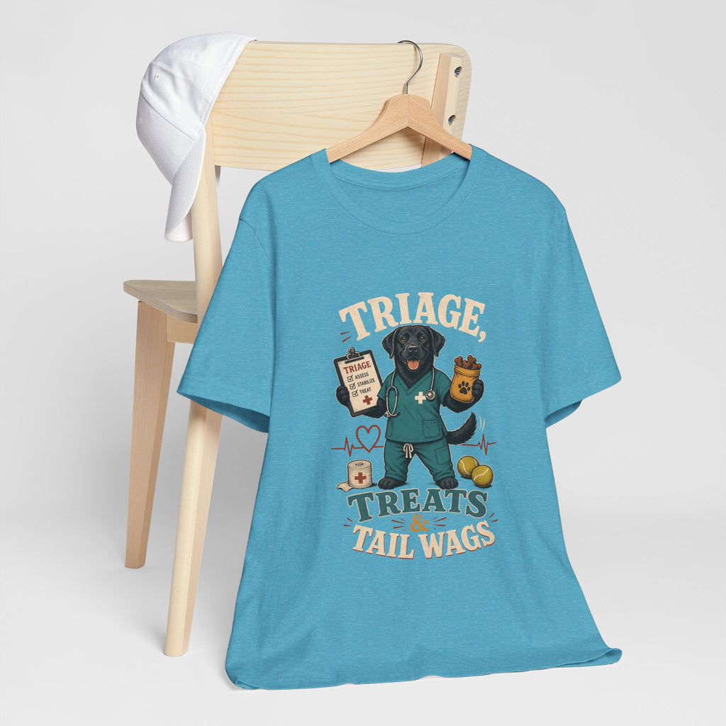 "Triage, Treats & Tail Wags" Dog Lover T-Shirt — Dog Nurse Graphic Tee