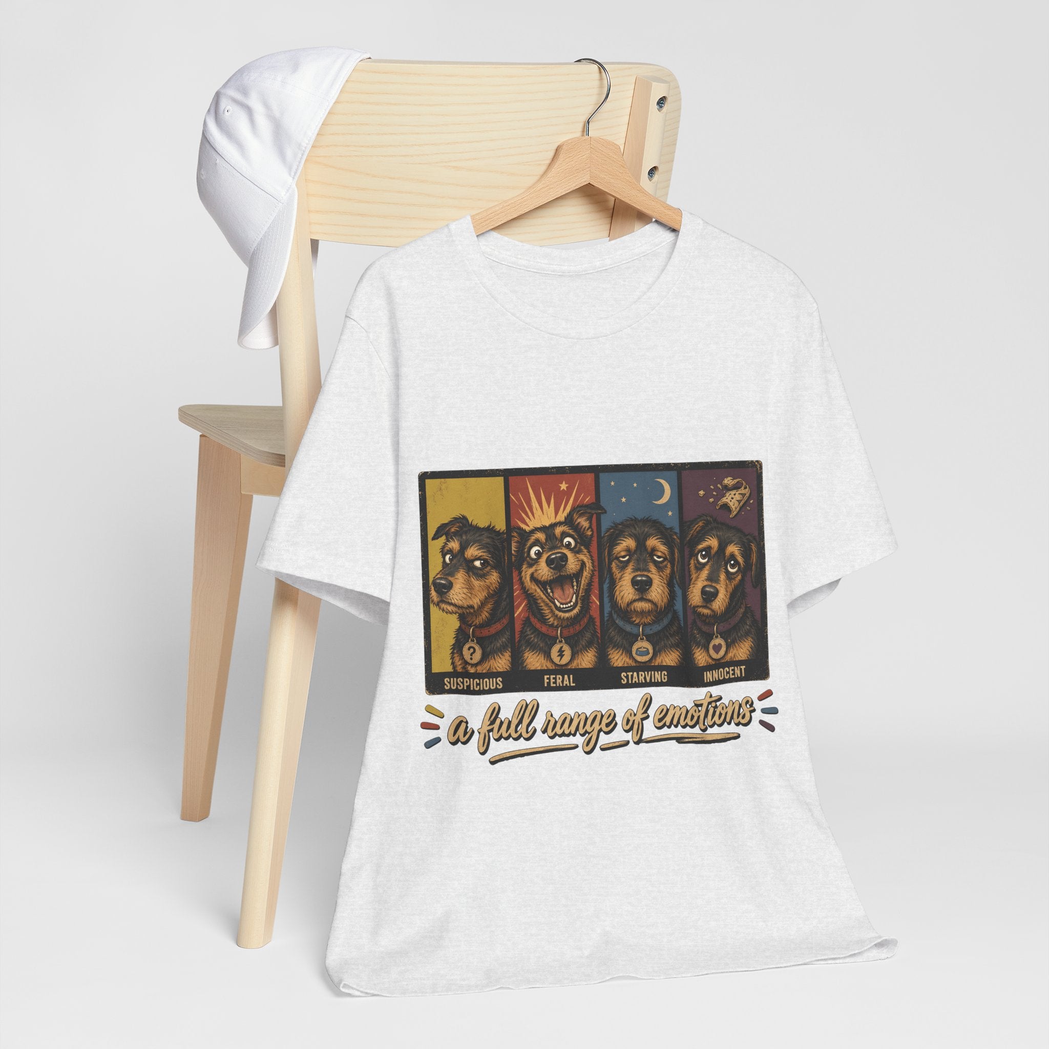 "A Full Range of Emotions" Dog T-Shirt — Funny Mood Chart Graphic Tee