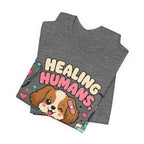 Healing Humans, Spoiling Dogs T‑Shirt — Cute Veterinary Nurse Dog Mom Tee