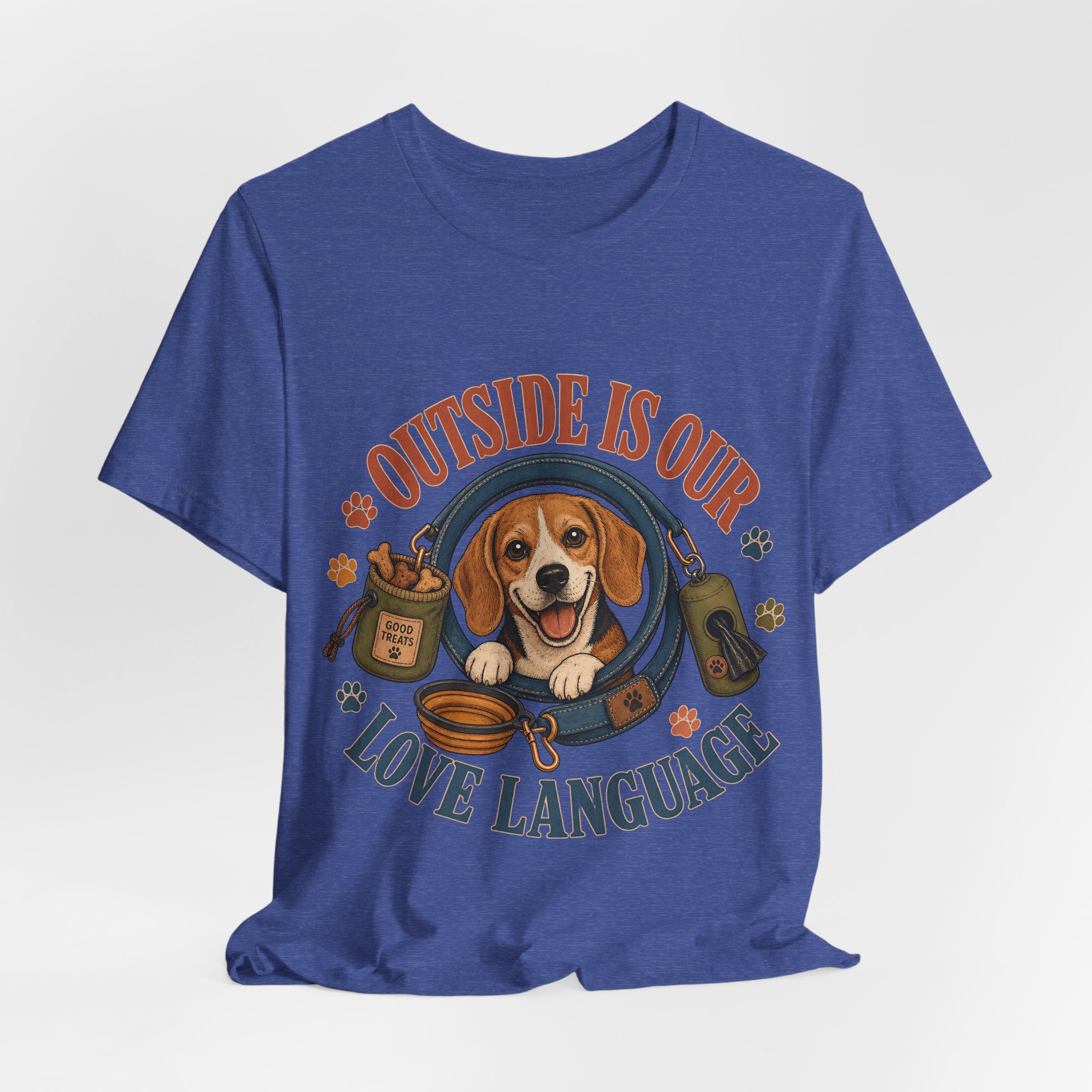 "Outside Is Our Love Language" Beagle T-Shirt — Retro Dog Lover Graphic Tee