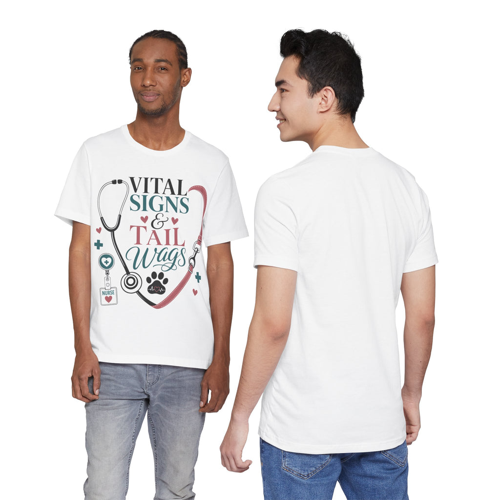 Vital Signs & Tail Wags Tee - Nurse Vet Stethoscope Paw Print T-Shirt