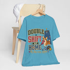 "Double Shift At Home" T-Shirt — Funny Nurse Dog Mom Graphic Tee