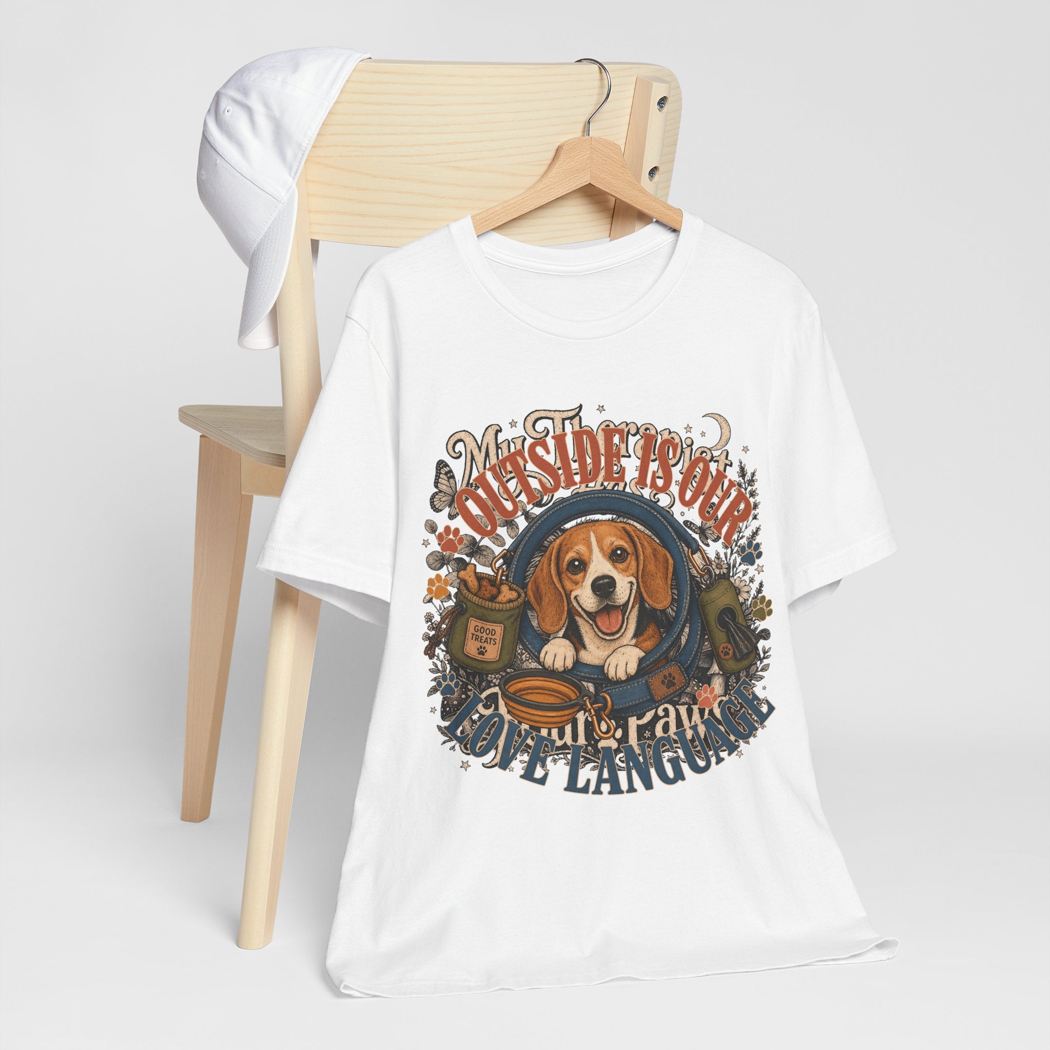 "Outside Is Our Love Language" Beagle T-Shirt — Retro Dog Lover Graphic Tee