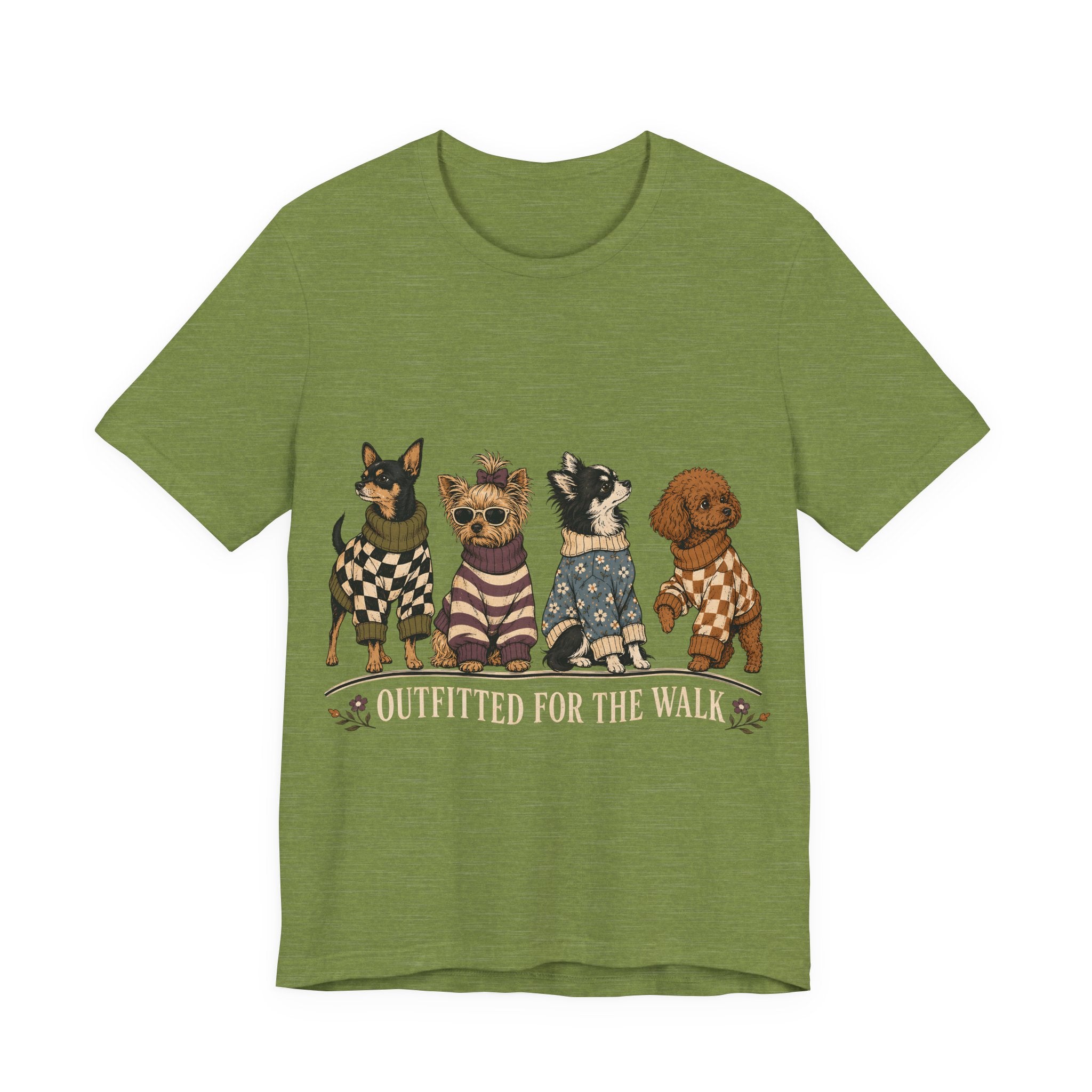 "Outfitted for the Walk" — Stylish Dog Mom T-Shirt