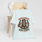 "House Rules: Dog First" — Bernese Mountain Dog Mom T-Shirt