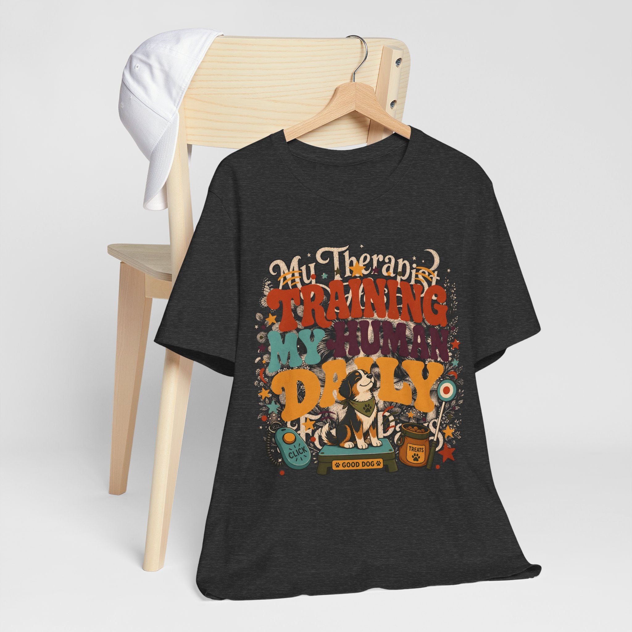 "Training My Human Daily" Dog T-Shirt — Funny Retro Pet Parent Graphic Tee