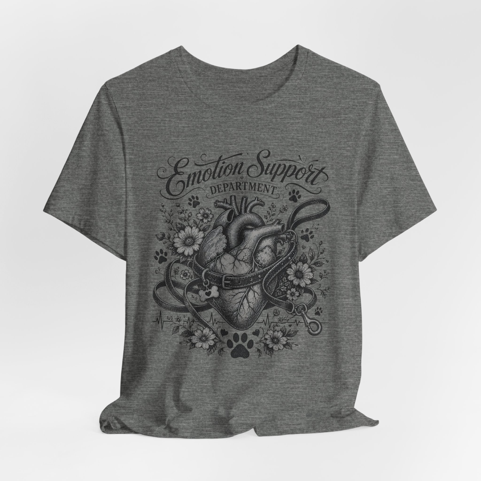 Emotion Support Department Tee — Anatomical Heart Floral Graphic Shirt