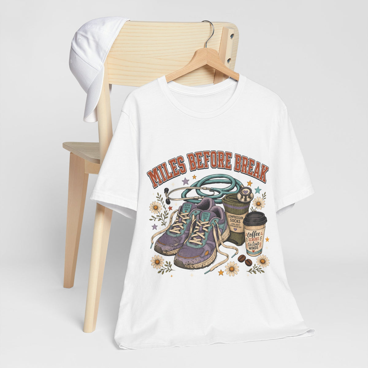 "Miles Before Break" Nurse T-Shirt — Funny Nurse Graphic Tee