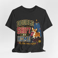 "Double Shift At Home" T-Shirt — Funny Nurse Dog Mom Graphic Tee
