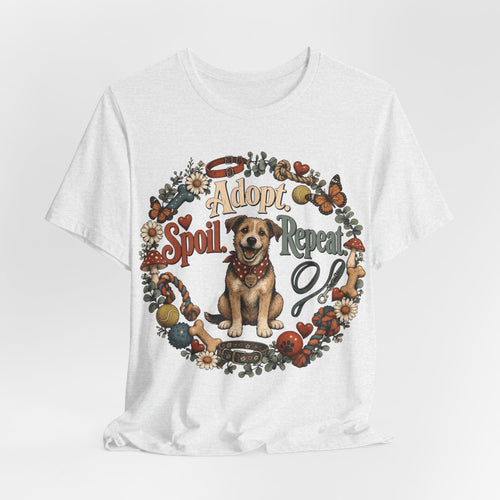 Adopt Spoil Repeat Dog T-Shirt – Cute Rescue Puppy Rescue Lover Tee