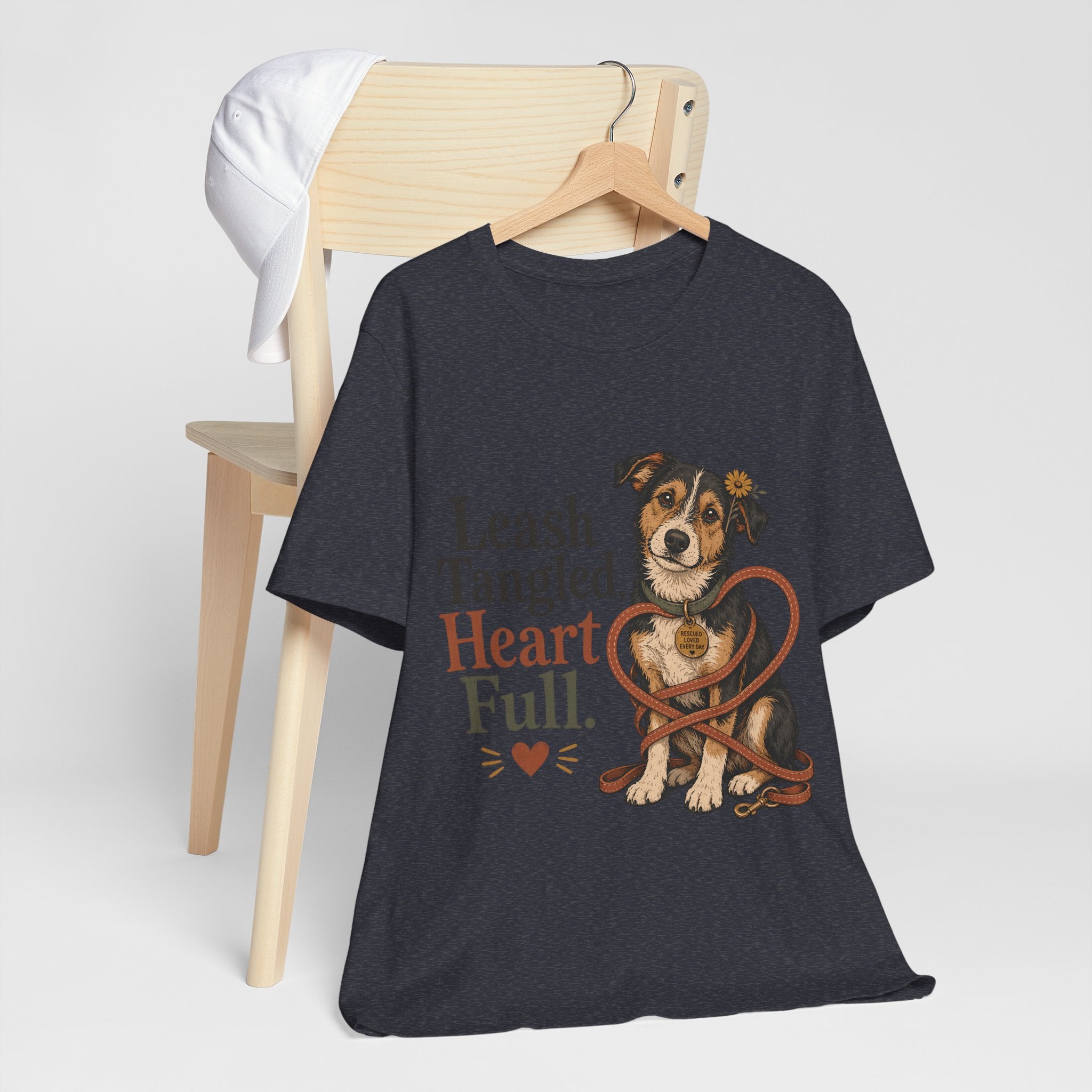 "Leash Tangled, Heart Full" Dog Lover T-Shirt — Dog Mom Graphic Tee