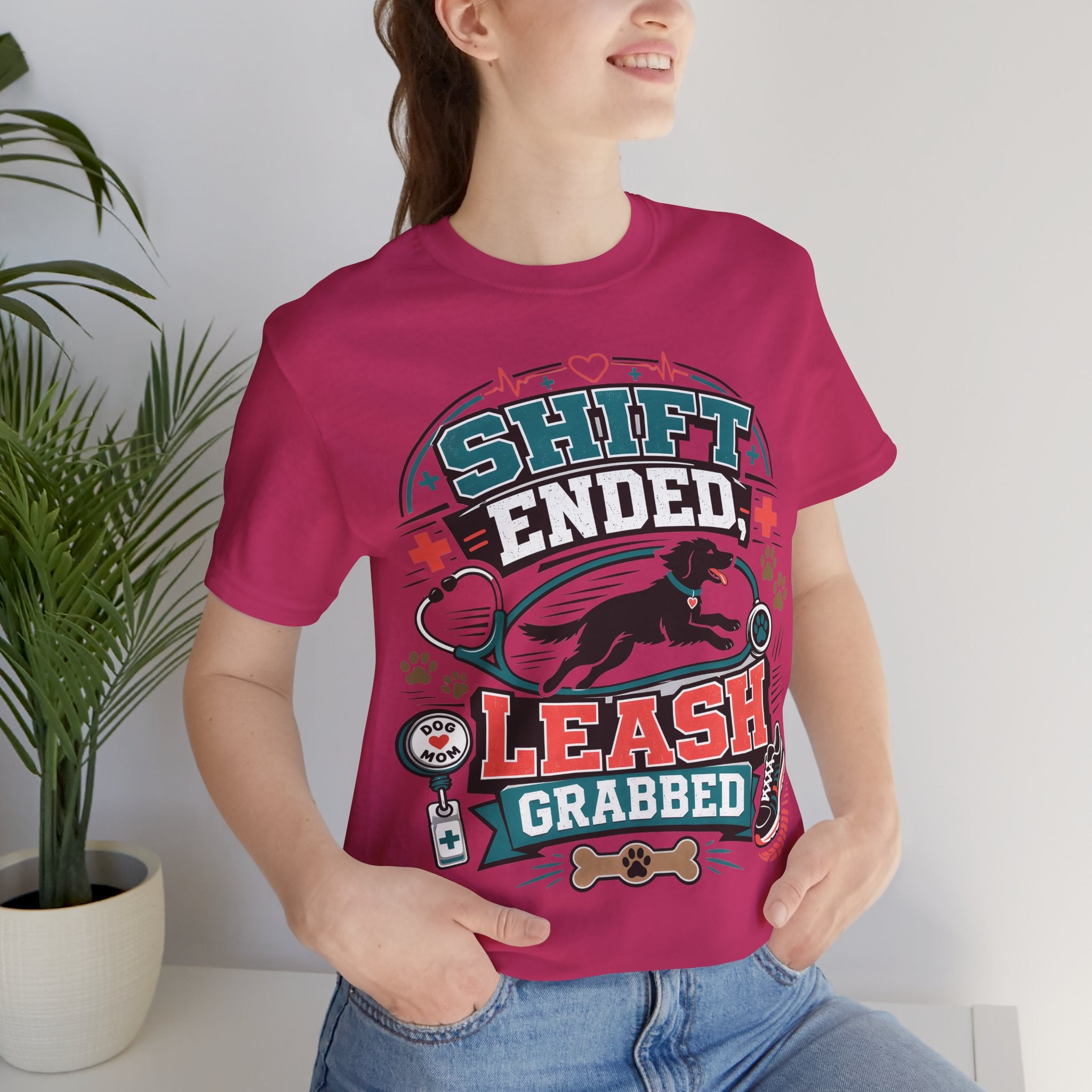 Shift Ended Leash Grabbed Dog Lover Tee