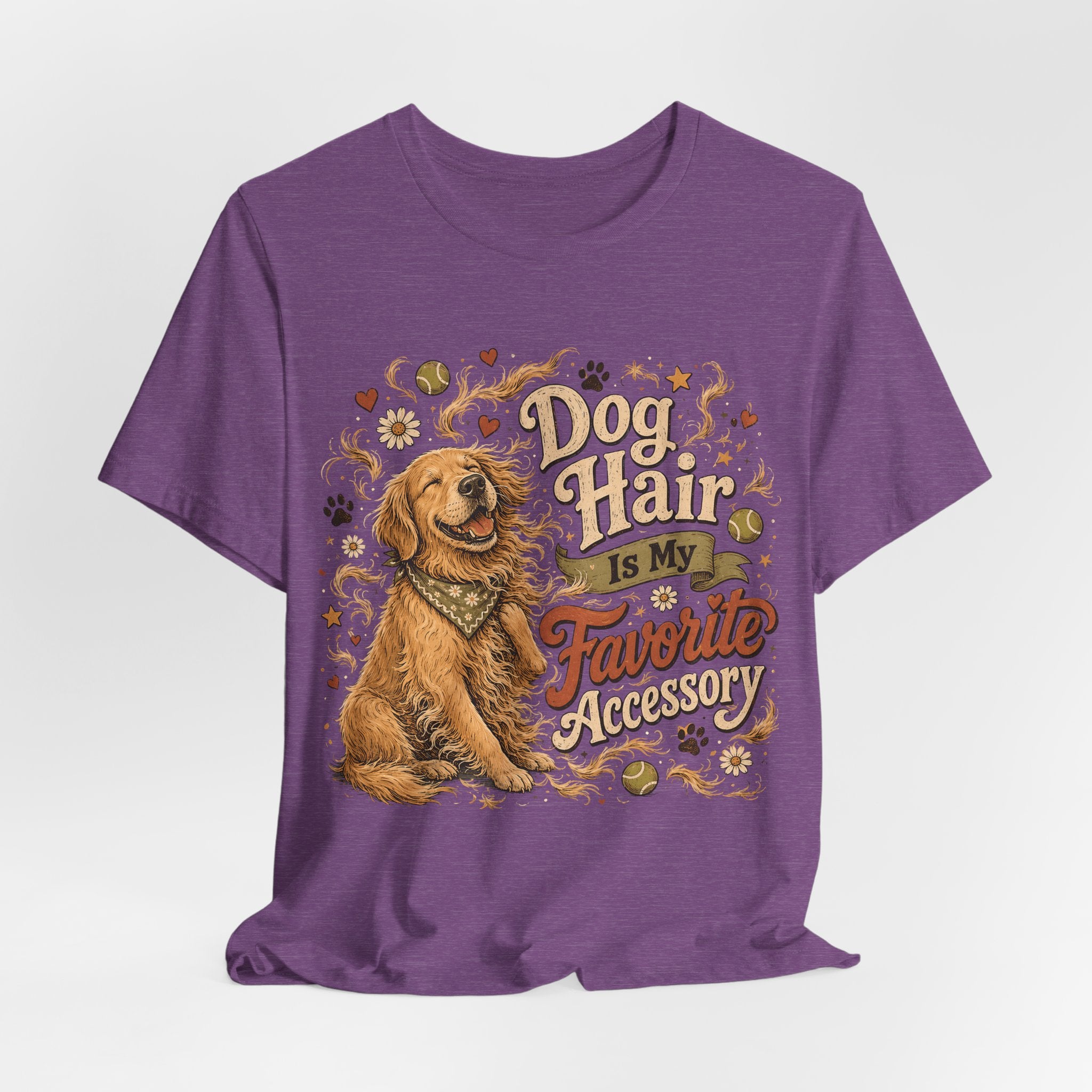 Dog Hair Is My Favorite Accessory T-Shirt — Cute Golden Retriever Tee for Dog Lovers