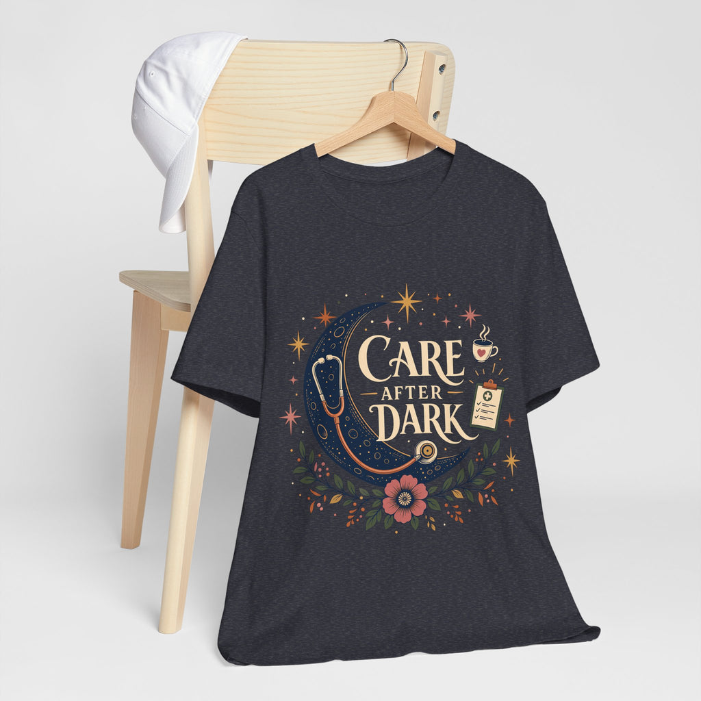 "Care After Dark" Night Shift Nurse T-Shirt — Celestial Nurse Graphic Tee