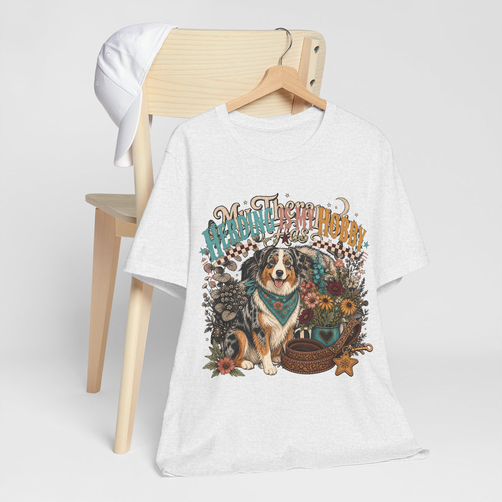 "Herding Is My Hobby" Australian Shepherd T-Shirt — Retro Dog Lover Graphic Tee