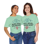 Nurse Brain Dog Mom Heart T‑Shirt - Cute Nurse & Dog Mom Graphic Tee