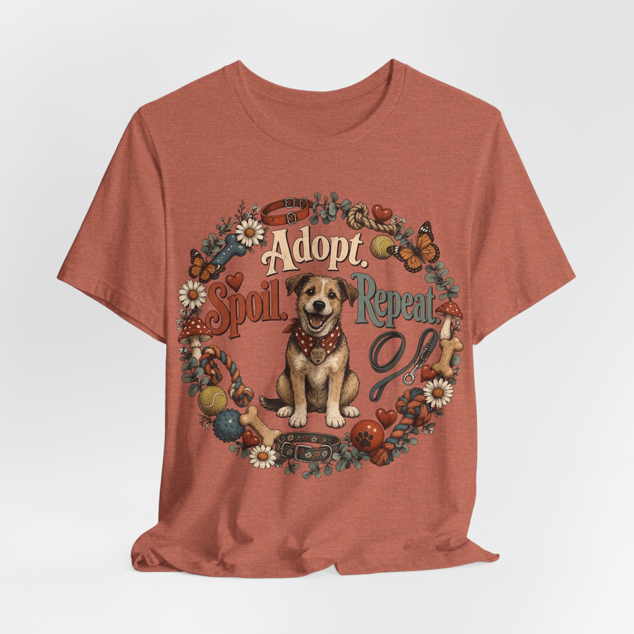 Adopt Spoil Repeat Dog T-Shirt – Cute Rescue Puppy Rescue Lover Tee