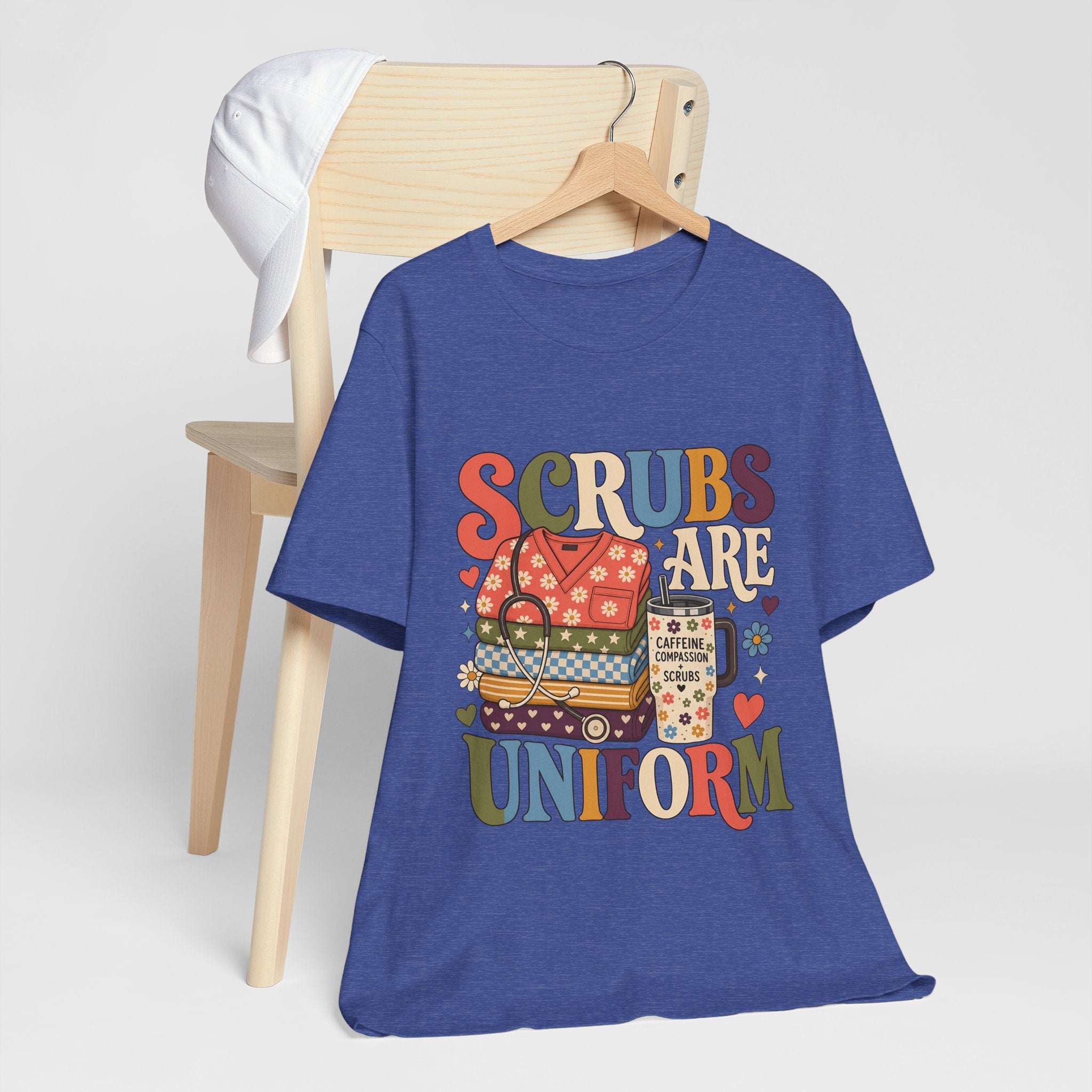 "Scrubs Are My Uniform" Retro Nurse T-Shirt — Funny Nurse Graphic Tee