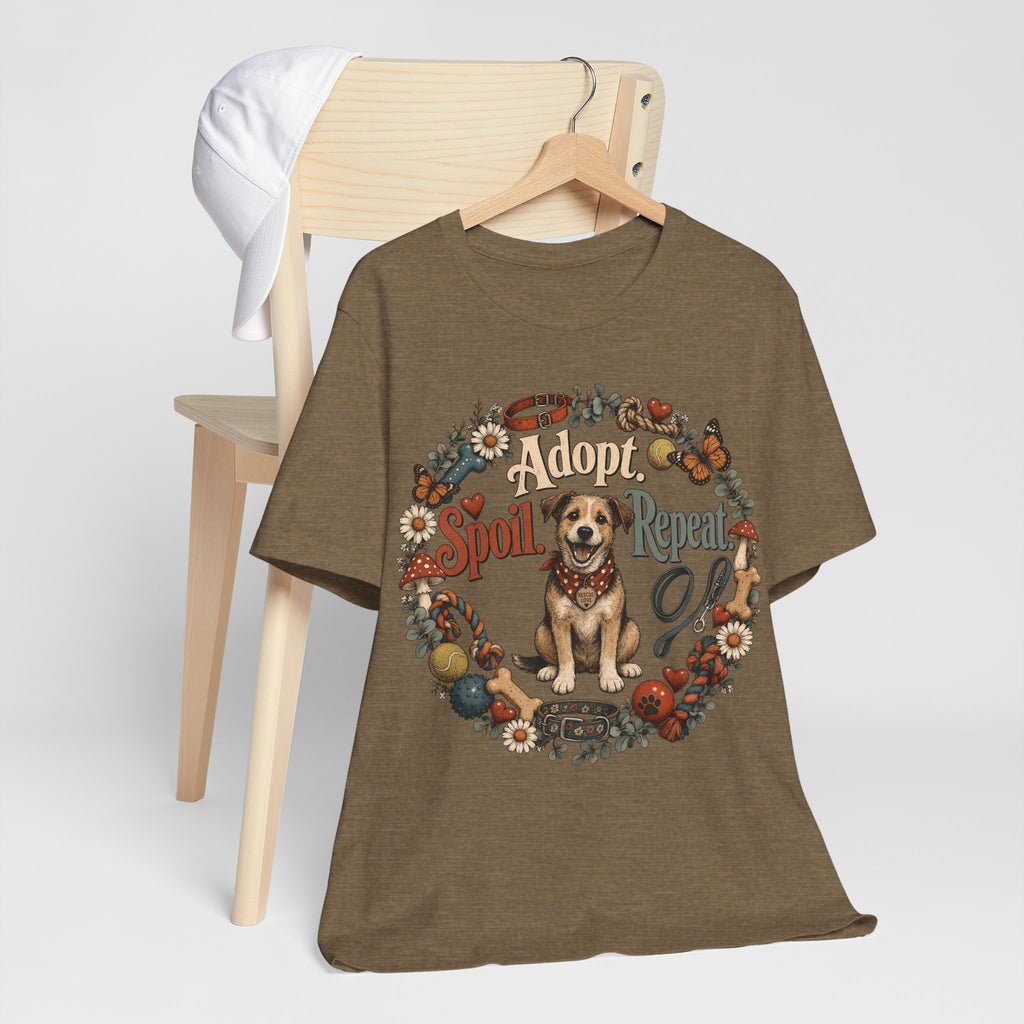 Adopt Spoil Repeat Dog T-Shirt – Cute Rescue Puppy Rescue Lover Tee