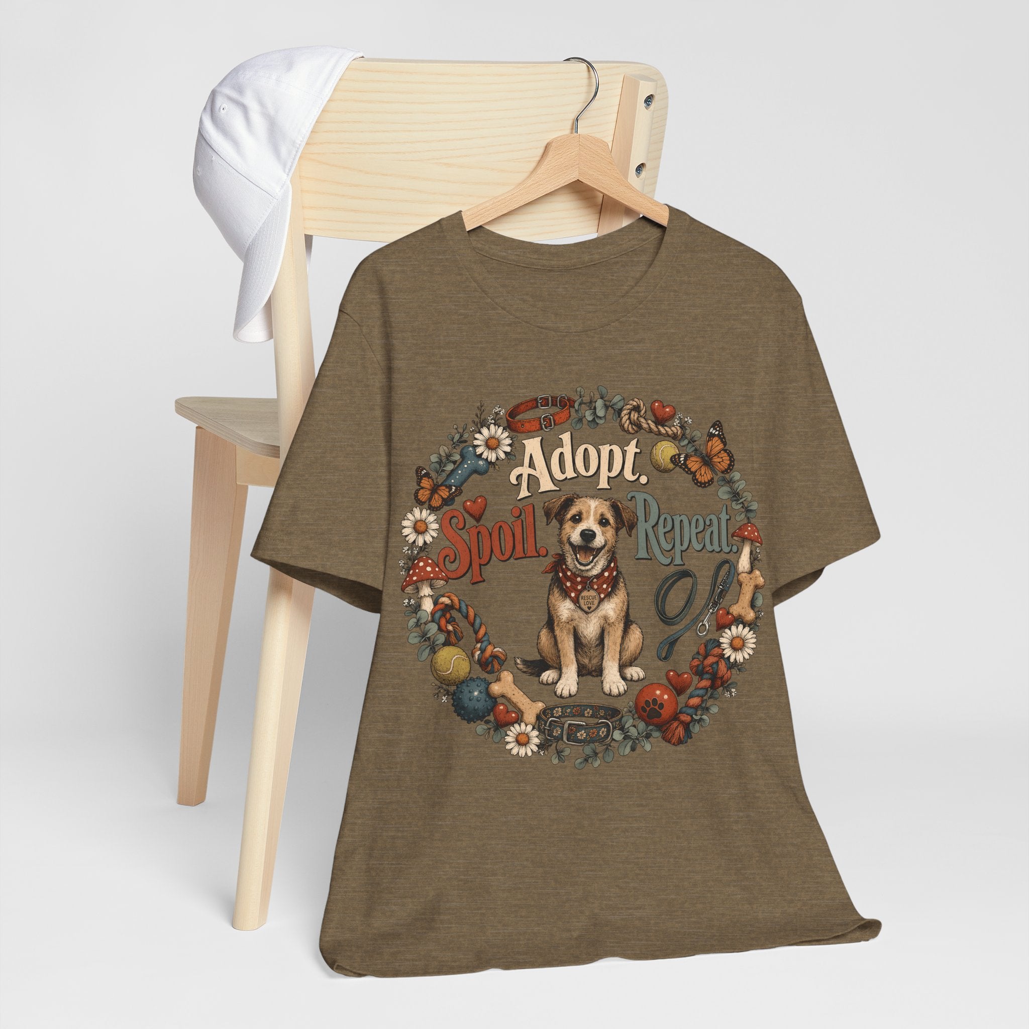 Adopt Spoil Repeat Dog T-Shirt – Cute Rescue Puppy Rescue Lover Tee