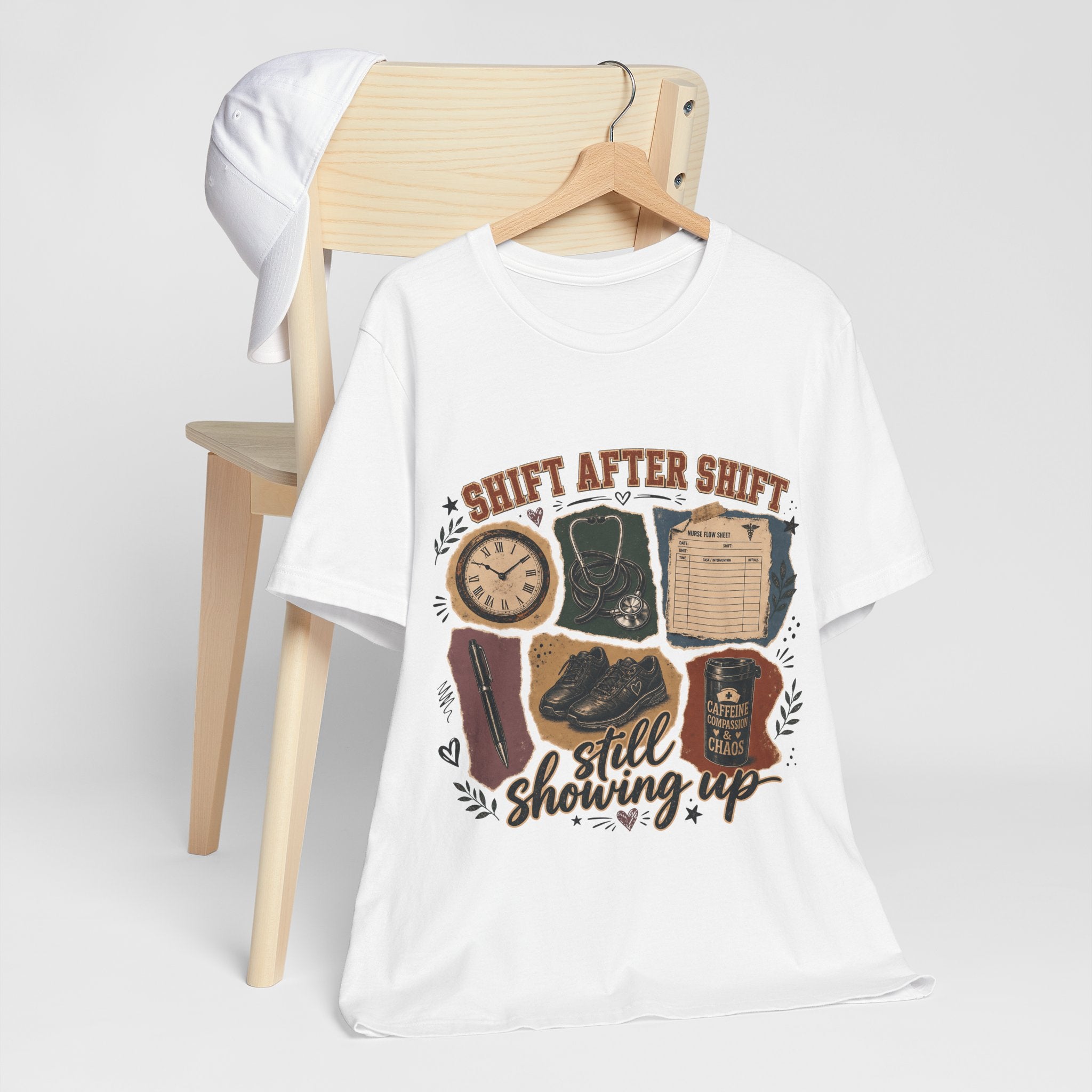 "Shift After Shift" Nurse T-Shirt — Still Showing Up Nurse Graphic Tee
