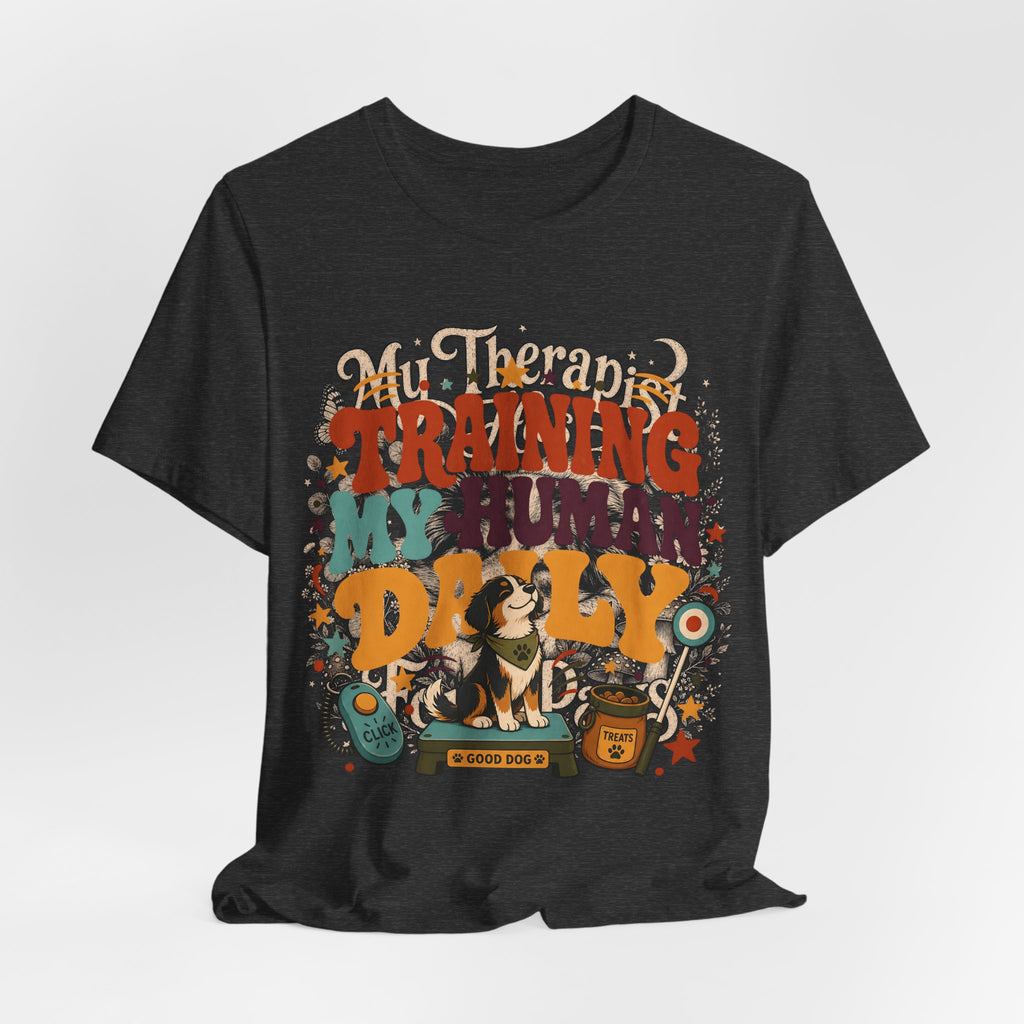 "Training My Human Daily" Dog T-Shirt — Funny Retro Pet Parent Graphic Tee