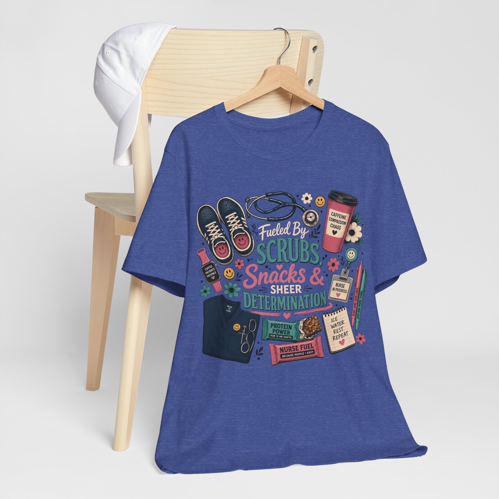Nurse Life Tee - "Scrubs, Snacks & Determination" Graphic Shirt for Healthcare Workers