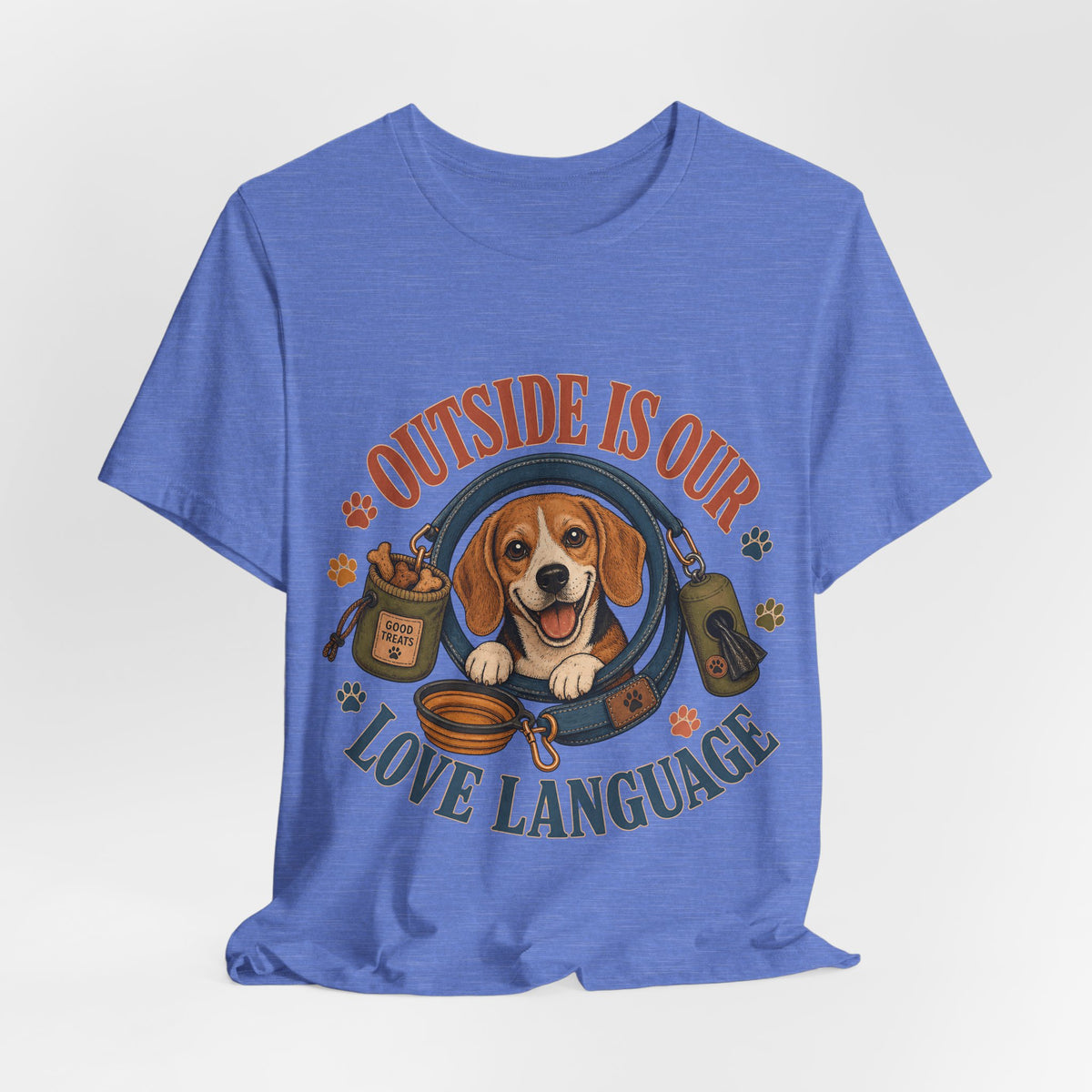 "Outside Is Our Love Language" Beagle T-Shirt — Retro Dog Lover Graphic Tee